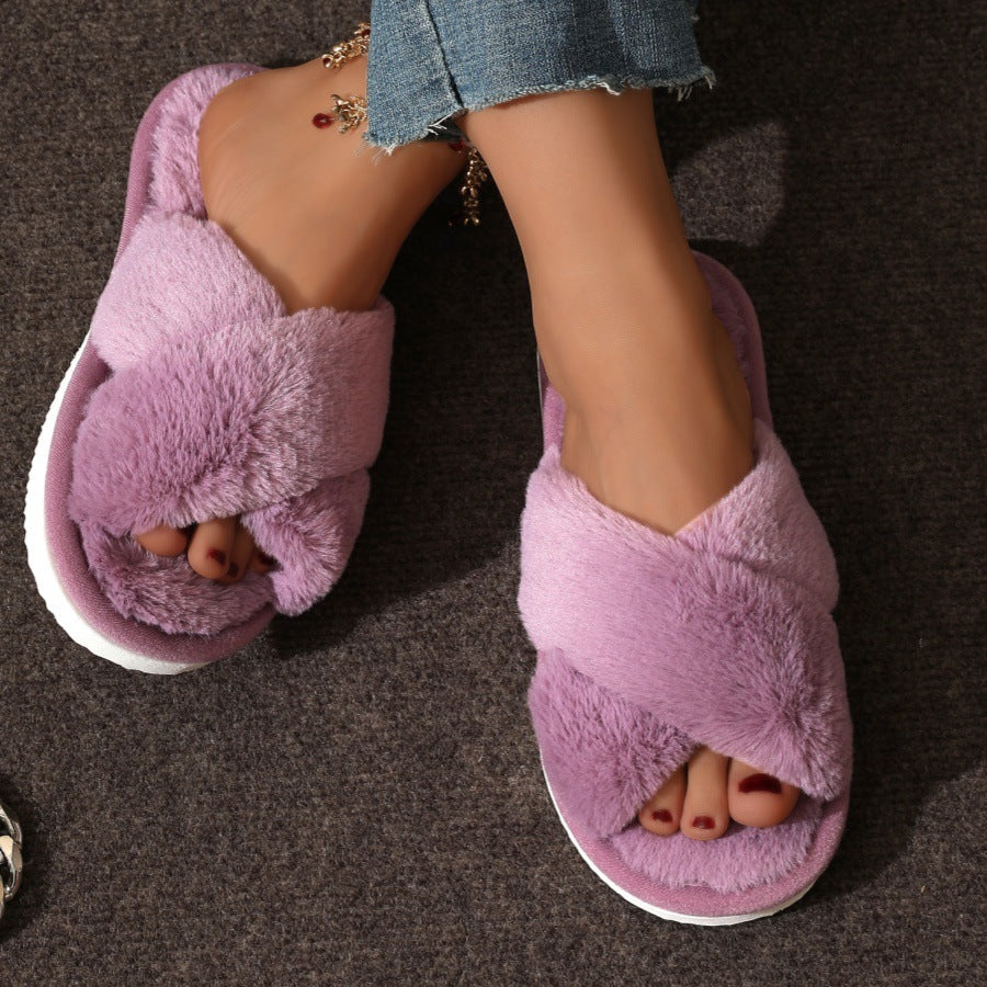 Winter Plush Indoor Slippers for Women – Warm Non-Slip House Slippers for Cold Canadian Homes