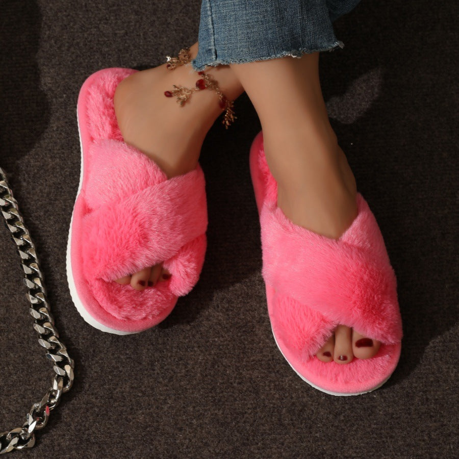 Winter Plush Indoor Slippers for Women – Warm Non-Slip House Slippers for Cold Canadian Homes