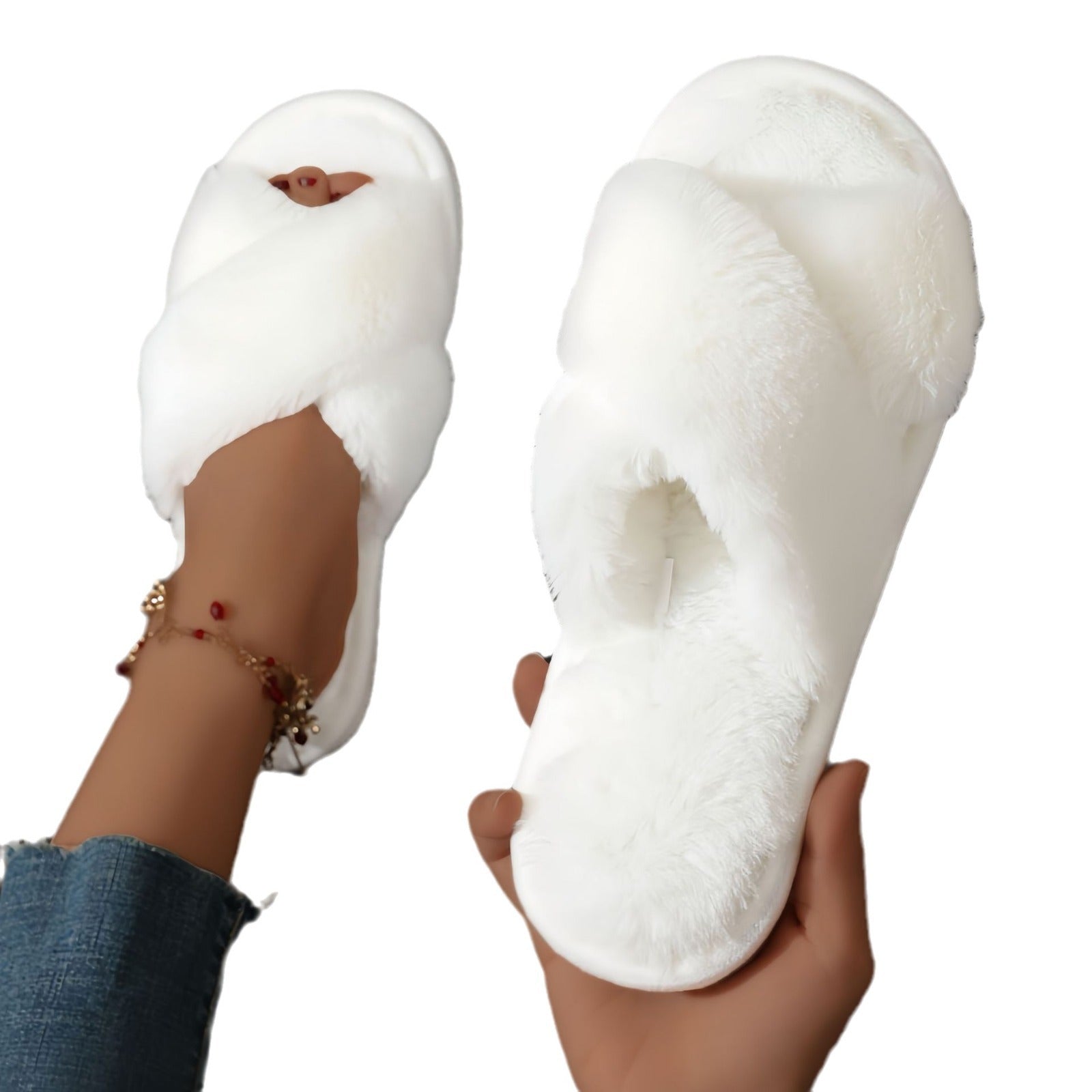 Winter Plush Indoor Slippers for Women – Warm Non-Slip House Slippers for Cold Canadian Homes