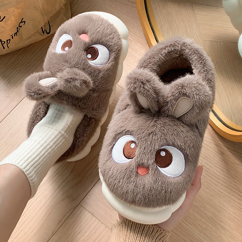 Warm Winter Cartoon Plush Indoor Slippers – Cozy Non-Slip House Shoes for Cold Canadian Weather